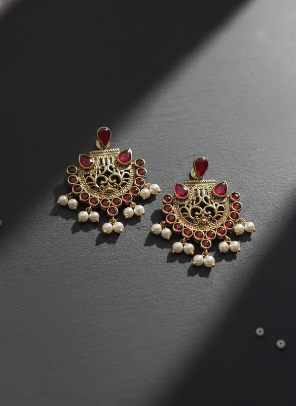 Gold_And_White_Toned_Kemp_Stone_Chandbali_Earrings_With_Pearl_Drops_For_Women