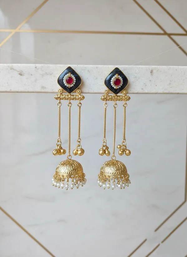 Black_And_Ruby_Gold_Pure_Jhumka_Earrings_With_Enamel,_Ruby,_Pearl_Danglers_For_Women