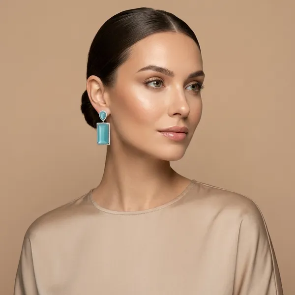 Turquoise_And_Silver_Elegant_Stone_Drop_Earrings_With_Tone_Frame_For_Women