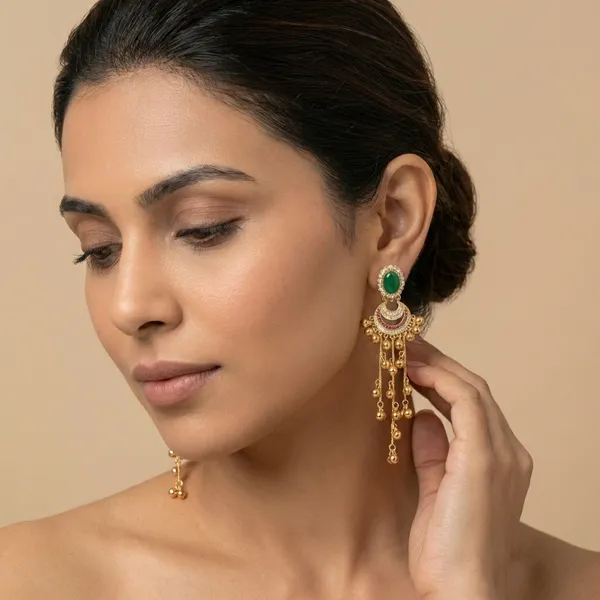 Green_And_Pink_Gold_Toned_Chandbali_Earrings_With_Stone_Meenakari_Work_For_Women