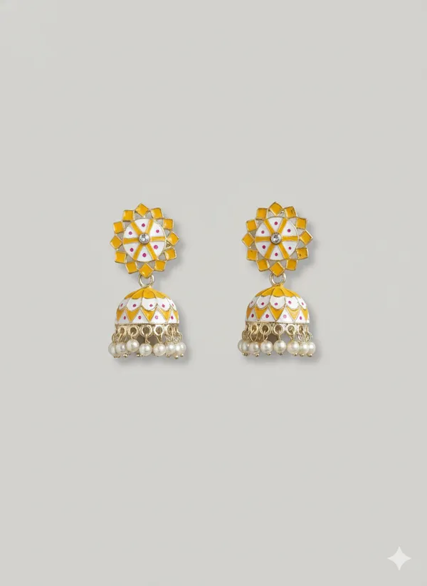 Gold_And_White_Traditional_Tone_Kundan_Jhumka_Earrings_With_Pearl_Drops_For_Women
