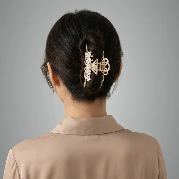Gold_And_White_Elegant_Floral_Crystal_Hair_Claw_Clip_Tone_With_Pearl_Accents_For_Women