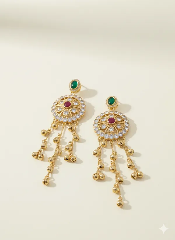 Green_And_Ruby_Gold_Plated_Kundan_Jhumka_Earrings_With_Stones_For_Women