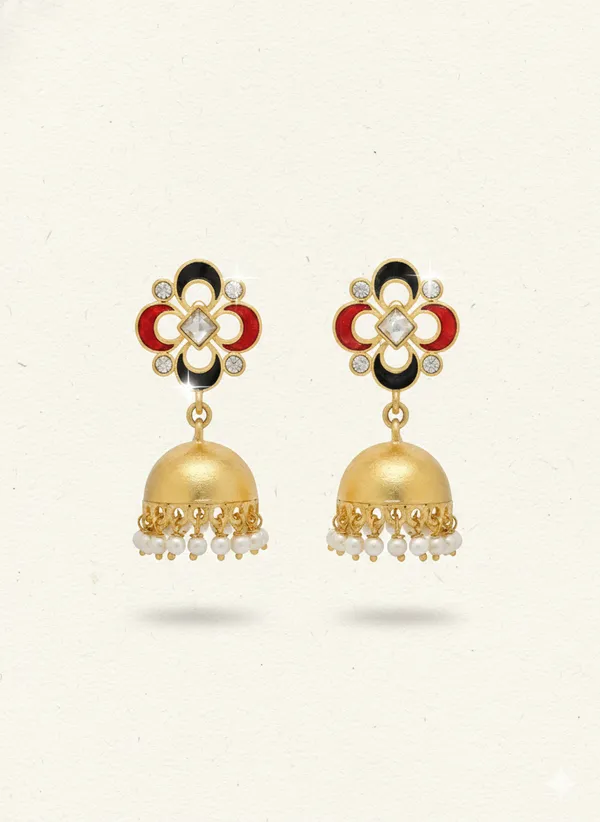 Gold_And_White_Plated_Meenakari_Jhumka_Earrings_With_Pearl_Drops_For_Women