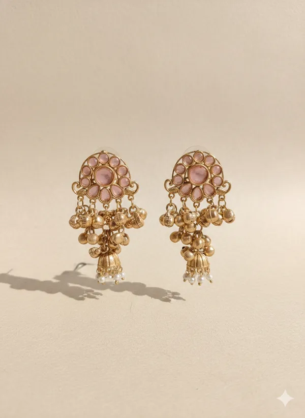 Pink_And_Gold_Indian_Jhumka_Earrings_With_Stones_Pearl_Drops_For_Women