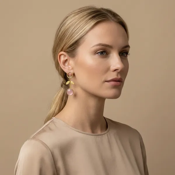 Pink_And_Gold_Floral_Drop_Earrings_With_Circle_Studs_For_Women