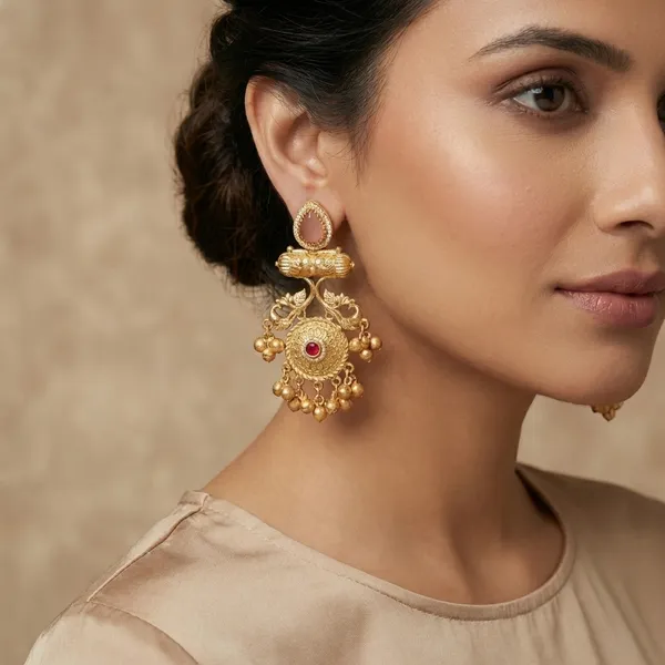 Pink_And_Gold_Traditional_Toned_Peacock_Chandbali_Earrings_With_Stone_Golden_Bead_Drops_For_Women