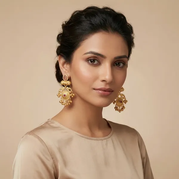 Pink_And_Gold_Traditional_Toned_Peacock_Chandbali_Earrings_With_Stone_Golden_Bead_Drops_For_Women