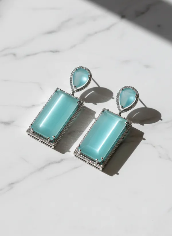 Turquoise_And_Silver_Elegant_Stone_Drop_Earrings_With_Tone_Frame_For_Women