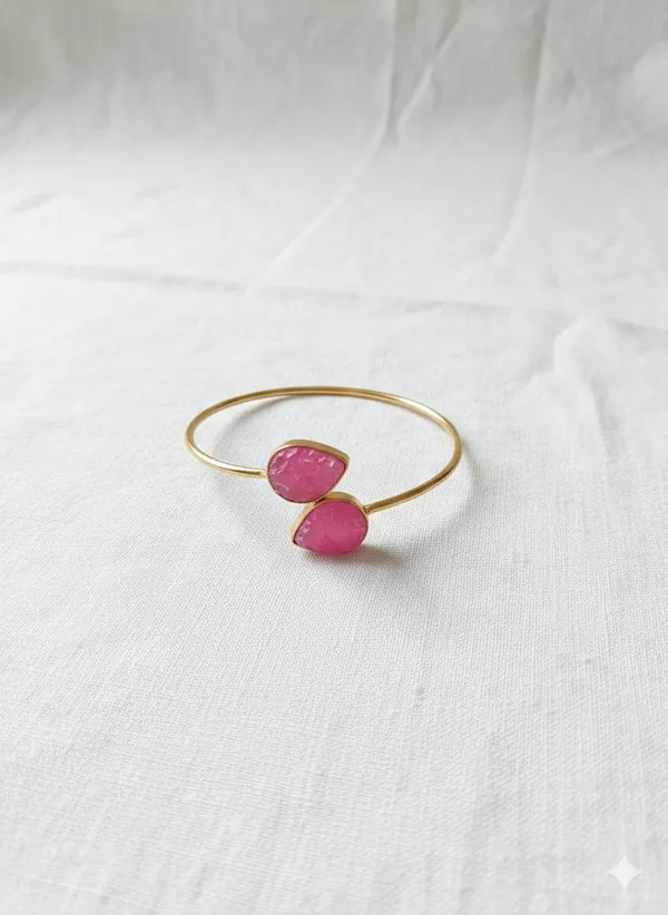 Pink_And_Gold_Toned_Open_Cuff_Bracelet_With_Stone_Accents_For_Women
