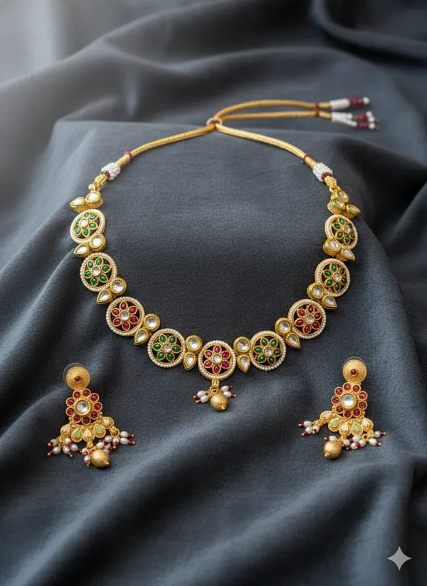 Red_And_Green_Gold_Traditional_Toned_Kundan_Necklace_Set_With_Stones_For_Women