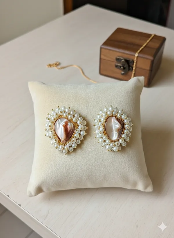 Gold_And_White_Pearl_Heart_Stud_Earrings_With_Tone_Finish_For_Women