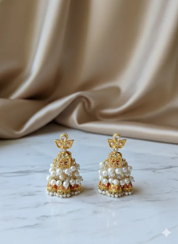 Gold_And_White_Traditional_Plated_Pearl_Jhumka_Earrings_For_Women