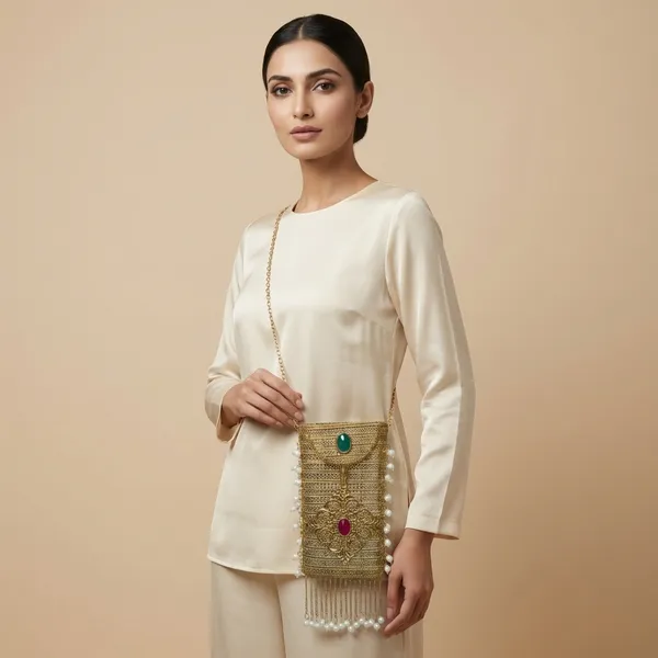 Gold_Traditional_Golden_Potli_Bag_With_Gemstone_Embellishments_And_Pearl_Details_For_Women