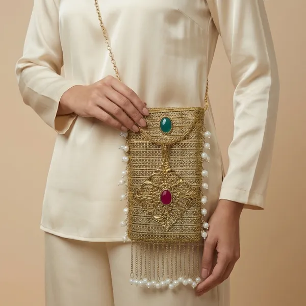 Gold_Traditional_Golden_Potli_Bag_With_Gemstone_Embellishments_And_Pearl_Details_For_Women