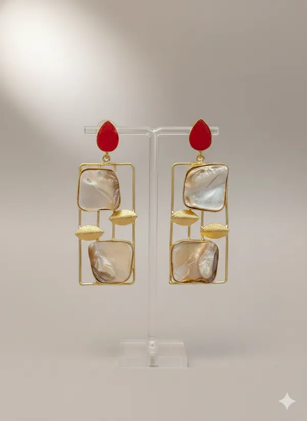Red_And_White_Elegant_Teardrop_Statement_Earrings_With_Mother_Of_Pearl_Accents_For_Women