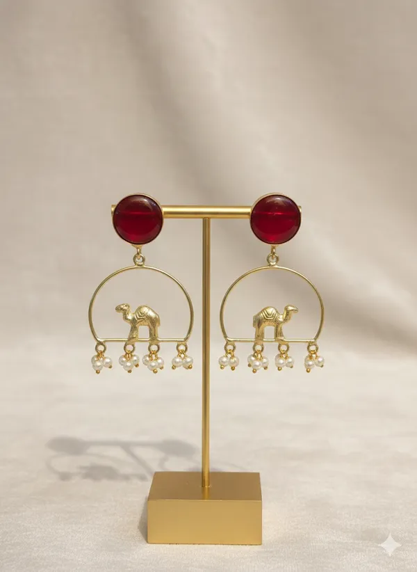 Red_And_Gold_Stone_Elephant_Hoop_Earrings_With_Pearl_Danglers_For_Women