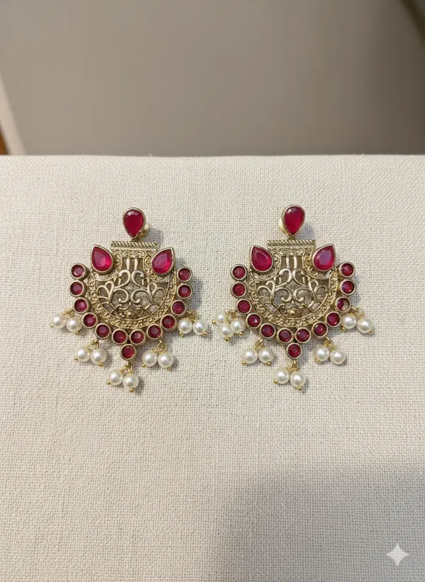 Gold_And_White_Toned_Kemp_Stone_Chandbali_Earrings_With_Pearl_Drops_For_Women