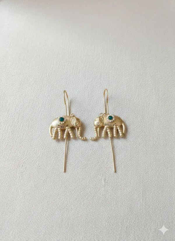 Blue_And_Gold_Golden_Elephant_Drop_Earrings_With_Stone_Accent_For_Women