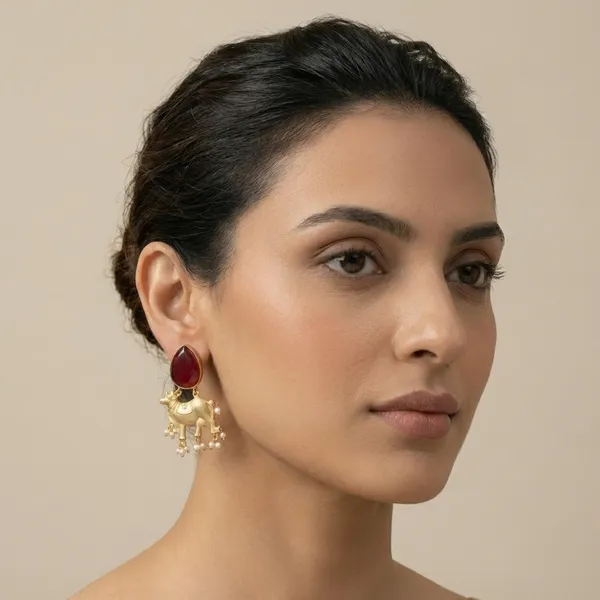 White_And_Gold_Elegant_Teardrop_Stone_Cow_Dangle_Earrings_With_Pearl_Accents_For_Women