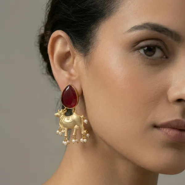 White_And_Gold_Elegant_Teardrop_Stone_Cow_Dangle_Earrings_With_Pearl_Accents_For_Women