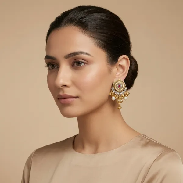 Pink_And_Gold_Traditional_Toned_Circular_Earrings_With_Stone_Pearl_Danglers_For_Women