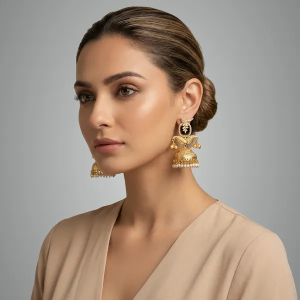 Black_And_Gold_Traditional_Golden_Jhumka_Earrings_With_Stone_Pearl_Drops_For_Women