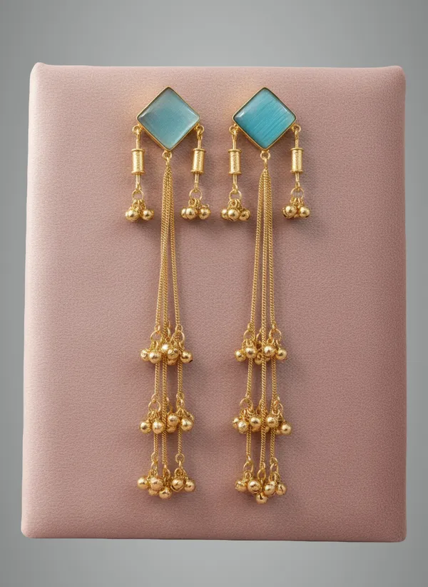 Blue_And_Gold_Azure_Serenity_Earrings_Toned_Dangling_With_Stone_Chain_Tassels_For_Women