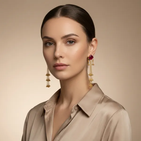 Red_And_Gold_Stone_Chain_Tassel_Earrings_For_Women