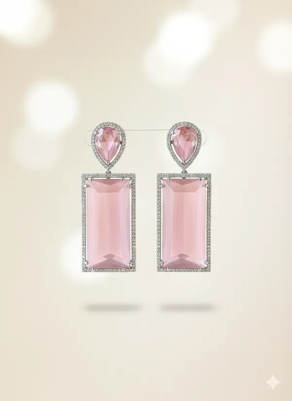 Pink_Elegant_Teardrop_Stone_Earrings_With_Crystal_Halo_For_Women