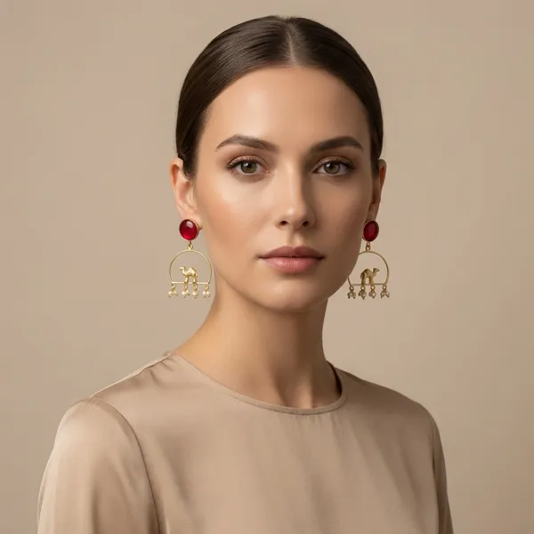 Red_And_Gold_Stone_Elephant_Hoop_Earrings_With_Pearl_Danglers_For_Women