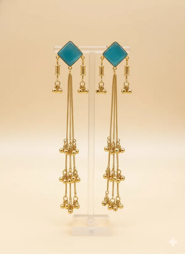 Blue_And_Gold_Azure_Serenity_Earrings_Toned_Dangling_With_Stone_Chain_Tassels_For_Women
