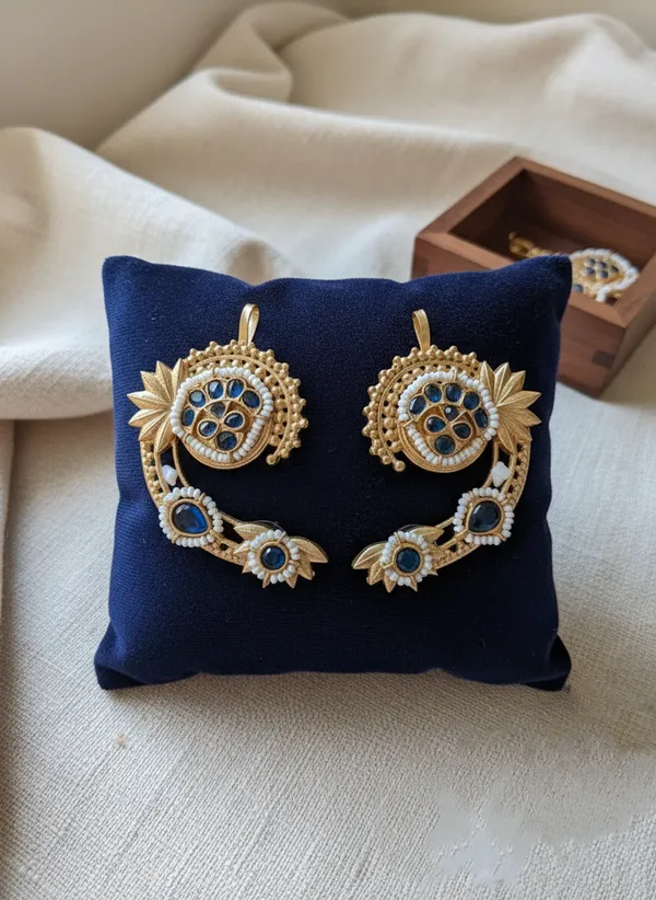 Blue_And_Gold_Elegant_Toned_Stone_Ear_Cuffs_Heirloom_Collection_For_Women