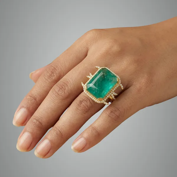 Emerald_Green_Stone_Statement_Cocktail_Ring_Gold_Plated_Adjustable_Fashion_For_Women