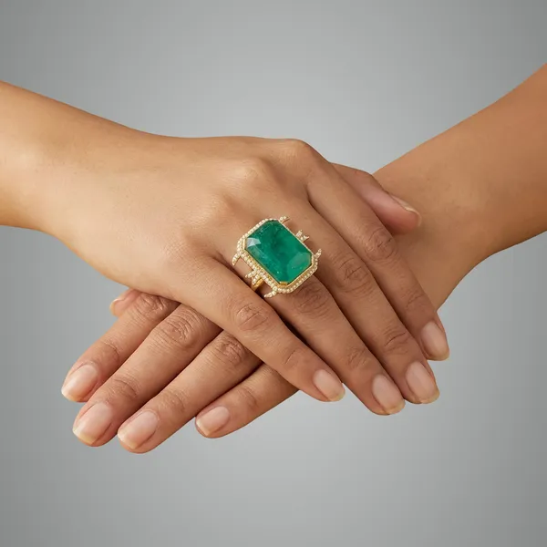 Emerald_Green_Stone_Statement_Cocktail_Ring_Gold_Plated_Adjustable_Fashion_For_Women