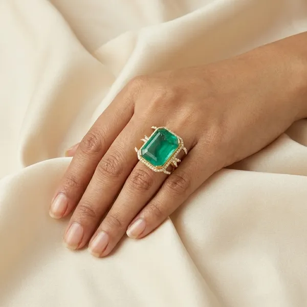 Emerald_Green_Stone_Statement_Cocktail_Ring_Gold_Plated_Adjustable_Fashion_For_Women