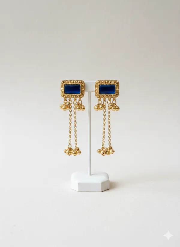 Blue_And_Gold_Elegant_Stone_Drop_Earrings_With_Golden_Chain_Danglers_For_Women