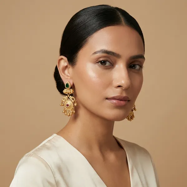 Green_And_Red_Gold_Traditional_Toned_Peacock_Chandbali_Earrings_With_Stones_For_Women