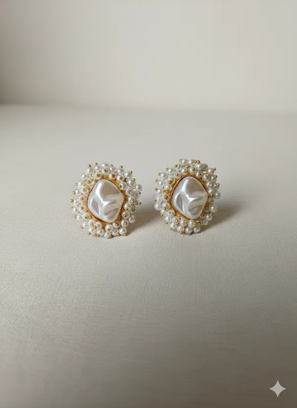 White_And_Gold_Elegant_Pearl_Studded_Stud_Earrings_With_Mother_Of_Center_For_Women