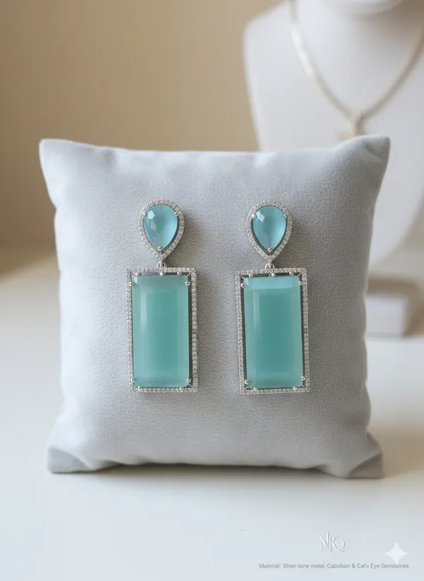 Turquoise_And_Silver_Elegant_Stone_Drop_Earrings_With_Tone_Frame_For_Women