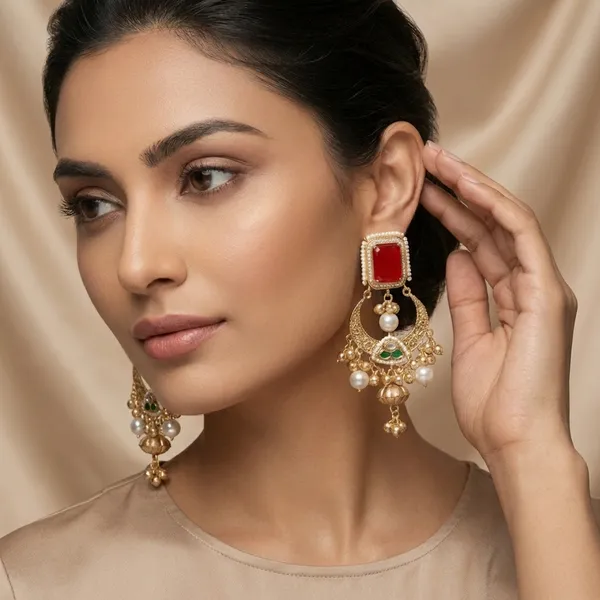 Red_And_Gold_Traditional_Plated_Stone_Chandbali_Earrings_With_Pearl_Drops_For_Women
