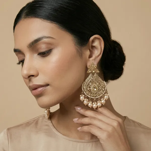 Gold_And_White_Traditional_Golden_Chandbali_Earrings_With_Pearl_Drops_For_Women