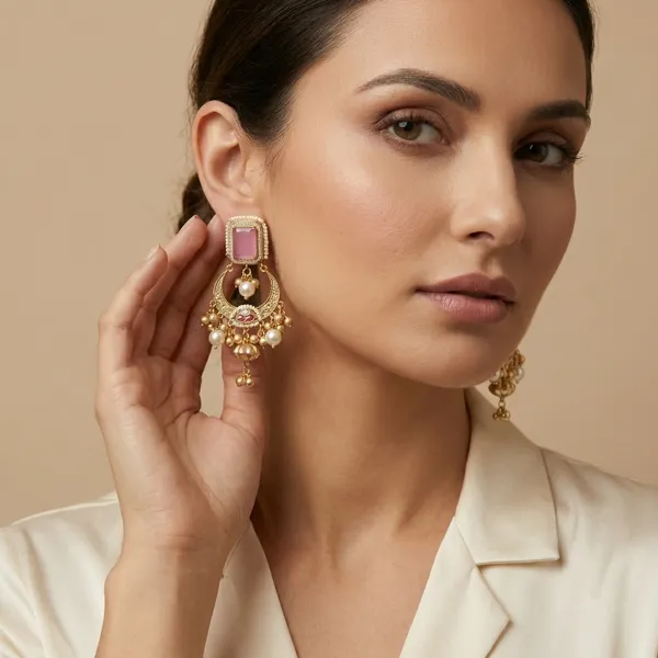 Pink_And_Gold_Traditional_Stone_Chandbali_Earrings_With_Pearl_Ghungroo_Drops_For_Women