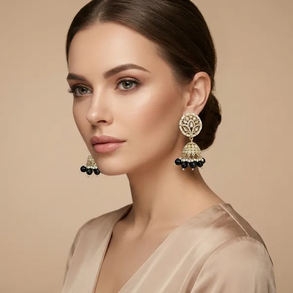 Gold_And_White_Toned_Ethnic_Jhumka_Earrings_With_Pearl_Beads_For_Women