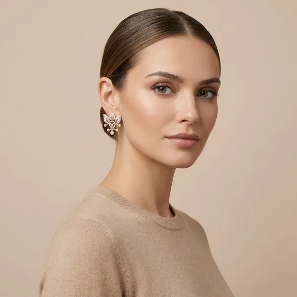 Rose_Gold_And_White_Elegant_Floral_Pearl_Drop_Earrings_For_Women