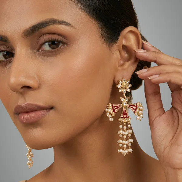 Red_And_Gold_Toned_Pearl_Enamel_Dangler_Earrings_For_Women