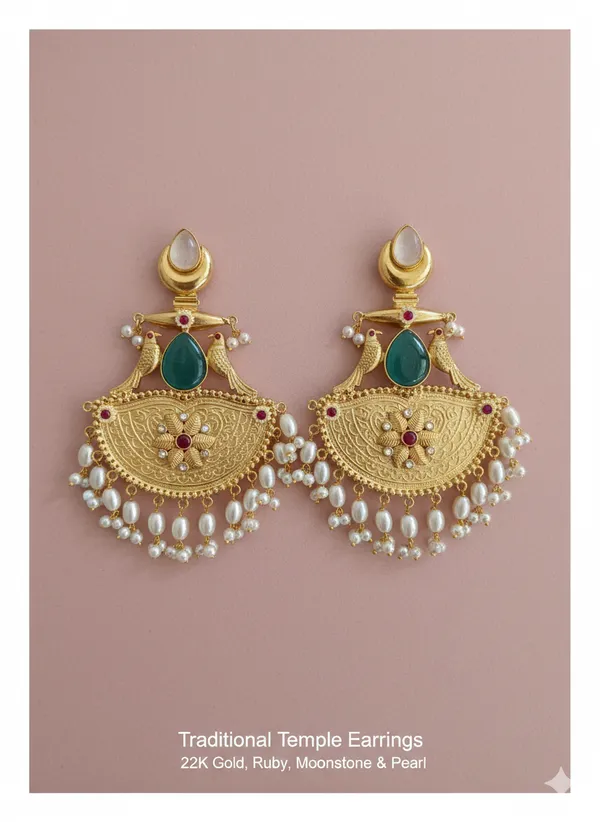 Emerald_And_Ruby_Gold_Traditional_Temple_Earrings_22_K_Plated_With_Emerald_Pearl_For_Women