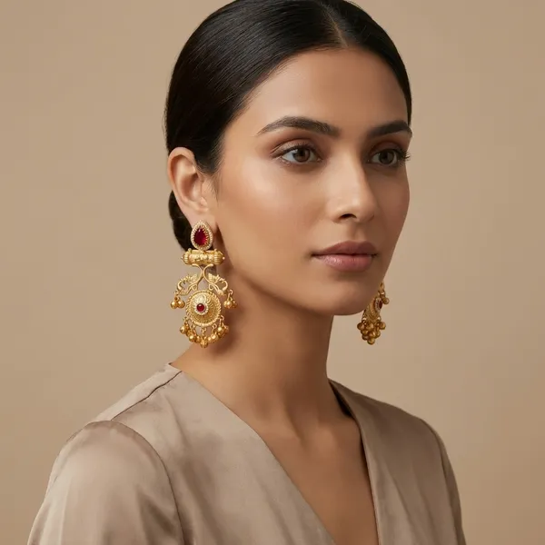Ruby_And_Gold_Traditional_Plated_Temple_Earrings_With_Stones_For_Women