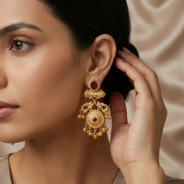 Ruby_And_Gold_Traditional_Plated_Temple_Earrings_With_Stones_For_Women