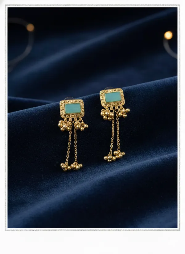 Gold_Traditional_Plated_Rectangular_Stone_Drop_Earrings_With_Chain_Danglers_For_Women